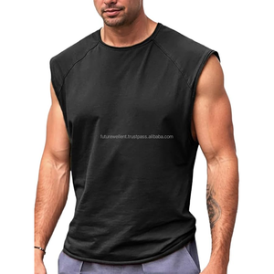 Plain Cotton Oversized Tank <b>Top</b> Streetwear Heavyweight Crewneck Loose Fit <b>Cropped</b> Boxy Acid Wash Tank <b>Top</b> For <b>Men</b> - Product Image 5