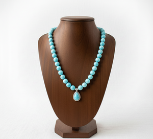 Collar de Perlas de Imitación Geométricas de Plata de Ley 925 de Alta Calidad de 18 Pulgadas, Collar Unisex con Cuentas, Hecho a Mano, Moderno, con Piedra Larimar Natural, para Regalo - Product Image 6