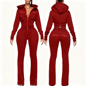 Conjunto Deportivo de Dos Piezas para Mujer, Sudadera con Capucha y Cremallera a Rayas y Pantalones, Ropa Deportiva Cómoda, Conjunto de Moda para Gimnasio para Primavera - Product Image 1