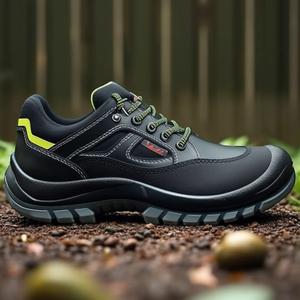 Lace-Up Anti-Slip Sneakers Breathable <b>Mesh</b> Lining Leather Upper Material - Product Image 3