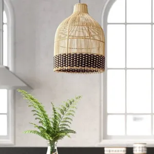 畅销照明配件竹吊灯柳条藤制吊坠灯罩天花板照明手工编织现代风格