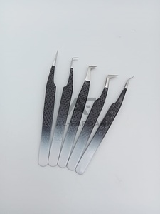 Pince à cils en acier inoxydable durable avec logo personnalisé, 5 pièces avec boîte à cartes, pince à cils à pointe en fibre - Product Image 5