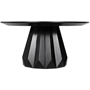 Table à manger ronde moderne en bois massif de style étoile cannelée, finition noire, taille personnalisée, pour la maison, la cuisine, le restaurant - Product Image 4