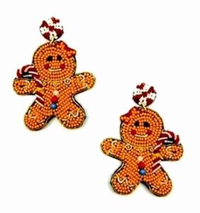 Gingerbread Dangle Drop Handcraft Beaded Embroidery <b>Earrings</b> <b>Cute</b> Stylish And Jewelry New Design Collection By Hiba Enterprises - Product Image 2