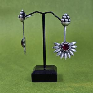 Pendientes de tuerca de latón oxidado con baño de plata antigua y engaste de bisel para mujer, joyería de moda para fiesta, regalo - Product Image 2