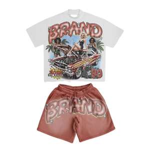 Ensemble personnalisé 2 pièces pour homme : short et t-shirt décontractés d'été en polyester/coton à séchage rapide avec impression numérique - Product Image 5