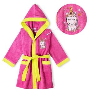 Peignoir pour la saison printanière, motif dessin animé, tissu éponge, taille S-6-8, couleur fuchsia - Product Image 1