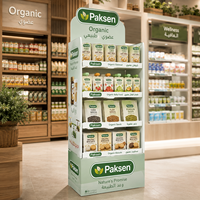 Support d'affichage au sol en carton ondulé personnalisé pour les compléments alimentaires biologiques, les aliments naturels, la vente au détail, présentoir en papier POP
