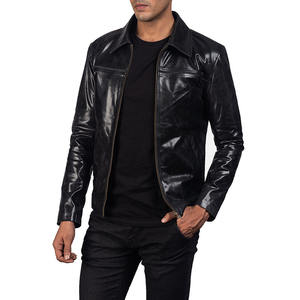 Veste en cuir zippée pour homme, vêtements de mode d'extérieur, col rabattu, manches longues, veste en cuir PU brillant pour homme, livraison DDP - Product Image 6
