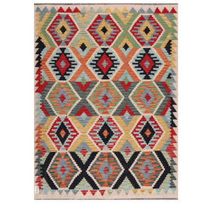 Alfombra Kilim de Maimana, Afganistán, 197 x 149 cm, Alfombras y Juegos de Alfombras - Product Image 1