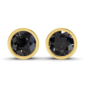 Classic Bezel Set Round <b>Black</b> Lab Diamond <b>Stud</b> <b>Earrings</b> High Quality <b>Studs</b> Lab Grown Diamond In 14K Solid Gold Customisable Gift - Product Image 2