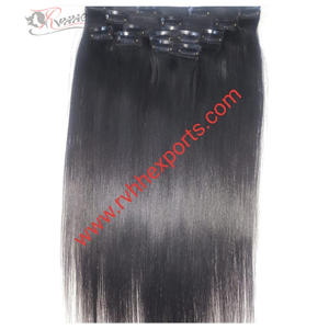 Extensions de cheveux à pince sans couture alignées sur les cuticules droites et osseuses - Product Image 1