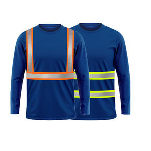Camiseta de Seguridad Reflectante de Alta Calidad Negra y Naranja, Camisetas de Trabajo de Alta Visibilidad con Bolsillo - Product Image 3