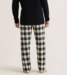 Ropa moderna para el hogar, pantalones de pijama a cuadros para hombres, hechos de tela de franela suave con cintura elástica para una máxima comodidad - Product Image 2