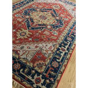 Alfombra de Lana Anudada a Mano de Gran Tamaño, Diseño de Medallón Abstracto Rojo y Naranja, Rectangular, para el Hogar, Entrada o Pasillo, 9x12 - Product Image 2