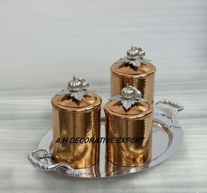 Ensemble de contenants de rangement pour thé, café et sucre en acier inoxydable, fabriqués à la main, avec couvercles à rabat, écologiques, compatibles lave-vaisselle, luxe, pour les fêtes - Product Image 3