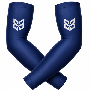 New fashion Maroon <b>Compression</b> <b>Arm</b> <b>Sleeves</b> With Gold Logo Front Print Anti-Uv Protection Unisex Adult Cycling Wear - Product Image 2