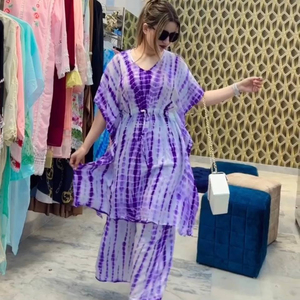 NOUVEAU DESIGNER CASUAL GEORGETTE SOIE INDIEN TRADITIONNEL PRINTKAFTAN avec PALAZO - Product Image 1