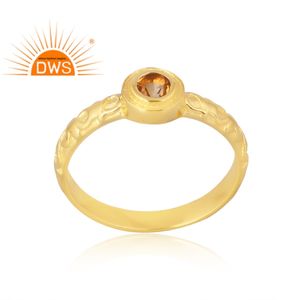 Joyería Personalizada, Anillo de Plata de Ley 925 con Baño de Oro de 18K y Piedra Preciosa de Citrino Natural, Fabricante de Joyería Fina - Product Image 1