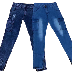 กางเกงยีนส์ทรงตรงฮิปฮอปเอวสูงทรงสลิมฟิตสำหรับผู้ชายผ้ายีนส์ผ้ายืดมีซิปปักที่ข้อเท้าสีพื้นทุกฤดูกาล - Product Image 1