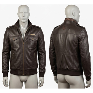 Men's Jackets <b>Top</b> Selling Product Leather <b>Top</b> Jacket Best Winter Men's Slim Leather Jackets Customized Design - Product Image 2