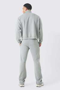 Conjunto de Sudadera con Cierre de 1/4 y Pantalones Deportivos Acampanados, 100% Algodón, con Logotipo Personalizado Estampado, Diseño Corto Holgado, Informal, para Entrenamiento, para Hombre y Mujer - Product Image 3