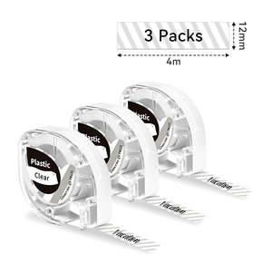 Pour Phomemo Black sur rubans d'étiquettes en plastique transparent 12mm x 4m compatibles avec les fournitures d'imprimante P12/P12PRO - Product Image 3