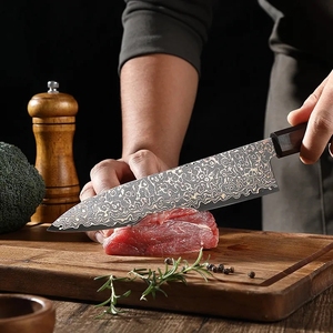 Wholesale Customized OEM ODM PRESTIGE BLADES Luxury Three-Color Copper Damascus Steel Chef <b>Knife</b> Ambidextrous Design Dishwasher - Product Image 4