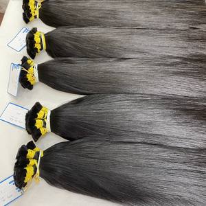 Venta Flash de doble trama rizado estilos de onda recta Natural a granel Vietnam materia prima extensiones de cabello humano de proveedores paquete - Product Image 3