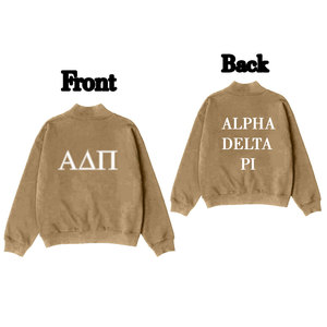 Sudadera con logotipo personalizado de algodón suave con cuello simulado para mujer, Jersey bordado de lana, sudadera de gran tamaño de tendencia superior Alpha Delta - Product Image 2