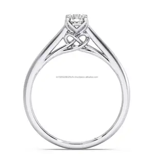最畅销水晶结钻石接龙订婚戒指0.50 Ct实验室从印度出口商种植钻石戒指