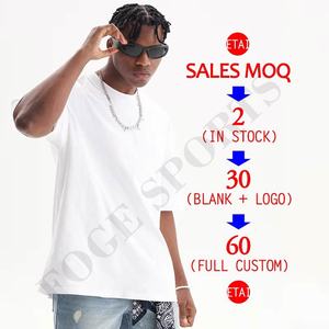 Camiseta de algodón 100% de peso pesado con cuello redondo, camiseta de gran tamaño, camiseta en blanco, camiseta personalizada con logotipo estampado de alta calidad para hombres - Product Image 3