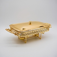 Chauffe-plat moderne en acier inoxydable plaqué or, idéal pour les mariages arabes et les buffets, chauffe-plats personnalisés avec couvercle martelé