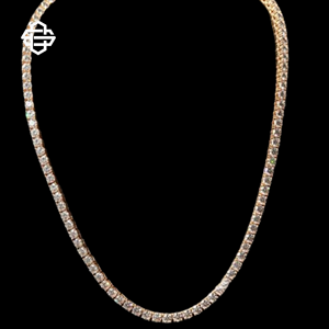 สร้อยคอโซ่เทนนิสสไตล์ฮิปฮอปมอสซาไนท์สำหรับผู้ชายเพชรเจียระไนทรงกลม925เงินสเตอร์ลิงสีทองหรูหราเครื่องประดับแร็ปเปอร์ - Product Image 6