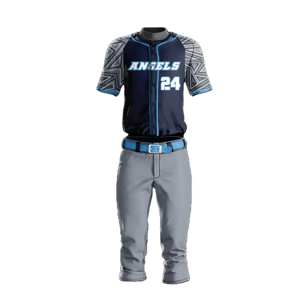 Baseball Uniform Best Quality Custom Printed Full Sublimation Blank Printed Blue Baseball Jerseys