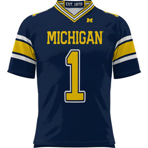 Vente en gros OEM/ODM Maillot de football personnalisé de haute qualité de l'Université de Michigan Wolverines - Bleu marine - Product Image 5