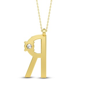 Elegante Colgante Solitario con Letra Mayúscula, Diamante Cultivado en Laboratorio VVS VS EF, Plata de Ley 925 con Acabado en Oro, Personalizado - Product Image 5