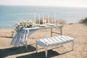 <b>White</b> Washed Wooden Folding Leg <b>Dining</b> <b>Table</b> with Industrial Yellow Metal Accents Versatile Modular Designed Event <b>Tables</b> - Product Image 4