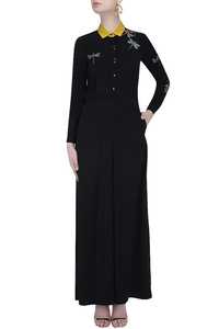 Robe de soirée formelle pleine longueur perlée en mousseline de soie florale gaine ajustée manches longues taille naturelle taille libre soie lavable - Product Image 5