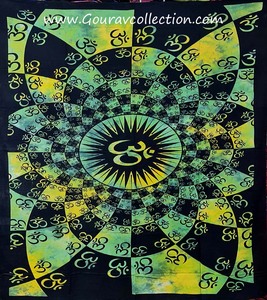 Multi Ohm <b>Tie</b>-<b>dye</b> Print Fashion Wall Hanging Tapestries Cotton Fabric BedSheet Single Size for Home Decoration GC-TP-177 - Product Image 5
