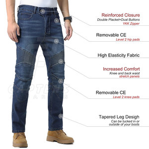 Algodón hecho Slim Fit Moto Jeans Pantalones Protección Desgaste En stock Hombres Moto Jeans Pantalones - Product Image 2