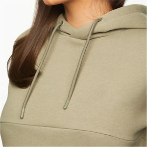 Sudadera con capucha recortada personalizada de alta calidad Sudadera con capucha de algodón para mujer - Product Image 5