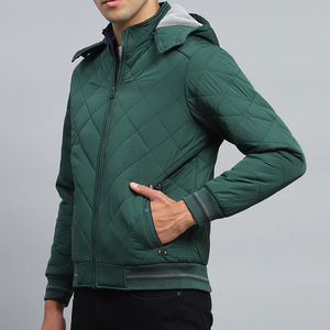 Wholesale Custom Made Men's Winter <b>Puffer</b> <b>Jacket</b> with Canvas Stand Collar Outdoor High Street Fashion Design - Product Image 3
