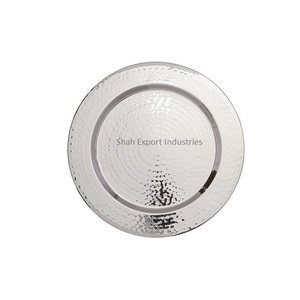 Placa de cargador redonda de Metal Chapado en plata para el hogar y la mesa de cena de boda vajilla decorativa platos y plato - Product Image 6