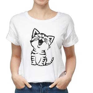 เสื้อยืดถักนิตติ้งสำหรับสาวๆเสื้อยืดคอตตอนออร์แกนิกทรงสลิมฟิตสำหรับ100% พิมพ์โลโก้ได้ตามต้องการ - Product Image 1