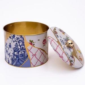 Kintsugi มือจับลูกบิดดอกไม้หลอดเลือดสีทองขนาด175x130มม. กระป๋องโลหะทรงกลมสำหรับเก็บอาหารและภาชนะ - Product Image 2