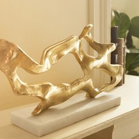 Escultura Abstracta Plateada, Arte Moderno Antiguo, Decoración Art Deco para el Hogar, Pieza de Arte Única de Aluminio Pulido, Adorno de Mesa