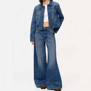 ชุดลำลองยีนส์สุดฮิต สไตล์สตรีทแวร์ ชุดแทรคสูท ขายส่งราคาถูก คุณภาพสูง เสื้อแจ็คเก็ตยีนส์และกางเกงยีนส์สำหรับผู้หญิง - Product Image 5