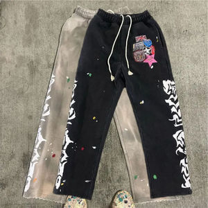 Pantalon de survêtement pour hommes en coton éponge français avec strass personnalisé Streetwear DTG imprimé Baggy surdimensionné Style évasé décontracté non tissé - Product Image 1