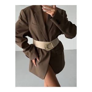 Ceinture élastique pour femme avec boucle dorée, ceinture pour veste, ceinture pour chemise, ceinture pour robe - Beige - Product Image 5